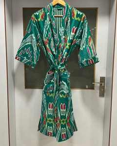 Kimono Largo Unisex Hecho a Mano de Primera Calidad, Ropa de Dormir de Algodón Indio con Estampado Animal, para Primavera, Verano, Otoño e Invierno, con Cinturón, Venta al Por Mayor - Product Image 1