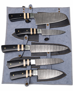 Juego de Cuchillos de Chef Burraq, Hechos a Mano y Forjados en Acero de Damasco, 5 Piezas, Estilo Japonés, Mango de Hueso Ambidiestro, Grosor de 3.0 mm - Product Image 5