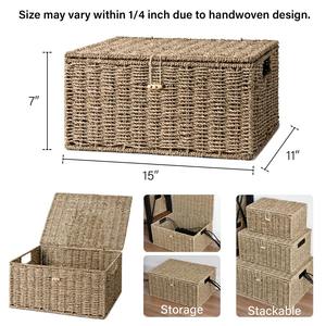 Cesta de almacenamiento de mimbre tejida a mano con tapa abatible, cesta de almacenamiento hecha a mano, venta al por mayor, ecológica, hecha en Vietnam - Product Image 4