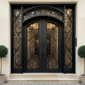 Portail Principal Traditionnel en Fer Forgé avec un Design Arqué à Volutes ; Moderne, Facile à Assembler et Résistant à la Rouille. - Product Image 2