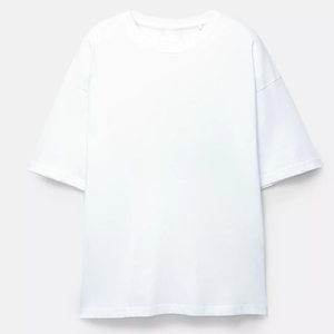 Camiseta Oversize de Algodón de Alta Calidad, Lisa, 260 g/m², Estilo Casual con Hombros Caídos, Color Azul Teñido - Product Image 2