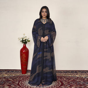 Abaya Premium de Chifón con Lentejuelas, Abierta por Delante, Manga Larga, Vestido Islámico Modesto, Elegante Jalabiya Árabe Estilo Dubái, Eid Ramadán Plus - Product Image 1