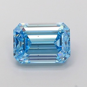Diamante de laboratorio CVD azul intenso de corte esmeralda de 3.01 quilates, VS1, pulido excelente, piedra preciosa azul rara para joyería de compromiso fina personalizada. - Product Image 1