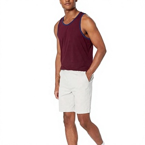 Camiseta sin Mangas para Hombre Ever Glow, Color Sólido, Tejida, Ecológica, Transpirable, Talla Grande, Poliéster/Algodón, Cuello Redondo, Casual, Color Granate - Product Image 5