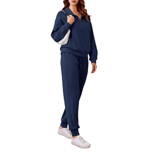 Ensemble de survêtement personnalisé avec logo, deux pièces, veste à demi-zip et pantalon de jogging, style confortable pour l'entraînement physique - Product Image 3