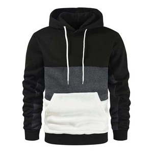 New Grey White <b>Black</b> Contrast Hoodie Men <b>Fleece</b> Pullover Sweatshirt Streetwear Fashion Winter Warm Hooded Custom Logo Wholesale - Product Image 3
