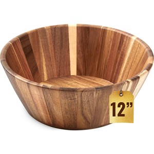 Bol à salade élégant en bois de Sheesham traditionnel - Bols en bois en gros couleur noyer, 12 pouces de diamètre, forme rectangulaire, faits à la main - Product Image 6