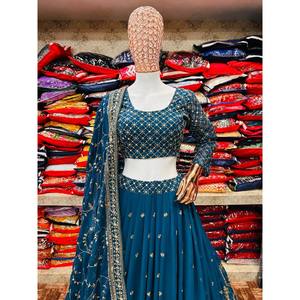 Lehenga Choli de poliéster de diseñador para fiestas con bordado de lentejuelas - Product Image 6