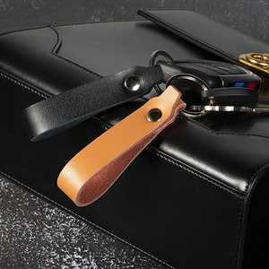 Porte-clés en cuir véritable sur mesure fabriqué en usine avec porte-clés en métal de marque, porte-clés en cuir de qualité supérieure - Product Image 5