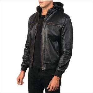 Chaqueta Bomber de Cuero Negra Premium con Capucha para Hombre y Mujer, Chaqueta de Invierno de Cuero Vacuno con Cremallera y Múltiples Bolsillos 2026 - Product Image 2