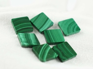 Natural Green <b>Malachite</b> 10mm Flat Square Shape Cabochon Gemstone for 925 Sterling Silver Jewelry Making Brass <b>Bracelet</b> All Sizes - Product Image 5