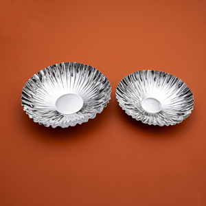 Luxury 2 Pcs Fluted Metal Dessert Chocolate <b>Tray</b> Set With High <b>Mirror</b> Polish, Perfect For Modern Fine Dining Tableware & Decor - Product Image 2