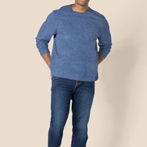 Suéter de Punto de Algodón para Hombre, Cuello Redondo, Manga Larga, Color Azul, Corte Regular, Estilo Casual, Color Sólido, Diseño Personalizado 2026 - Product Image 6