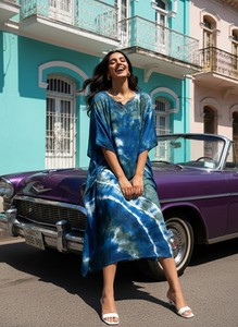 High Quality Designer Rayon <b>Kaftan</b> Tie Dyed Solid <b>Summer</b> Daily Wear Regular Fit O-Neck Best Price by Supplier - Product Image 6