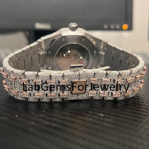 Reloj de Lujo de Cuarzo de Oro Rosa con Esfera Árabe, Diamantes de Moissanita, para Hombre, Engastado VVS, de Acero Inoxidable, Estilo Hip Hop Personalizado, Pasa la Prueba de Diamantes - Product Image 4
