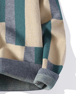 Pull en maille à col montant à carreaux pour homme, automne-hiver, anti-rétrécissement et anti-plis, style décontracté jeune et ample, chaud, style Y2K - Product Image 6
