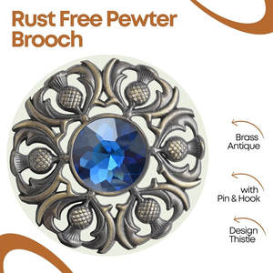 Broche de tartán escocés de lujo con diseño de cardo premium y piedras brillantes, hecho a mano - Product Image 6