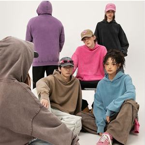 High Quality 400gsm 80% Cotton 20% Polyester Unisex Oversized Drop Shoulder Snow Acid <b>Wash</b> Vintage Pullover Hoodie For Men Women - Product Image 2