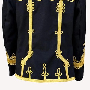 <b>Men's</b> Red Polyester Hussar Jacket With Gold Embroidery Mandarin Collar <b>Double</b> <b>Breasted</b> Formal Winter <b>Coat</b> - Product Image 6
