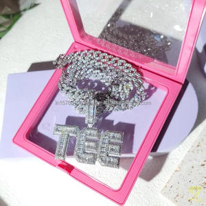 สร้อยคอจี้เพชร "สลัม" สำหรับผู้ชายผู้หญิงทำจากลิงก์คิวบา - Product Image 2