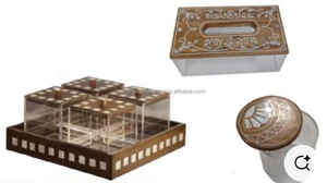 Opal Heritage Acrylic Decorative <b>Gift</b> <b>Box</b> with Artisan Mother of Pearl Inlay Wooden Cover for Eid <b>Hampers</b> Festive Presentation - Product Image 2