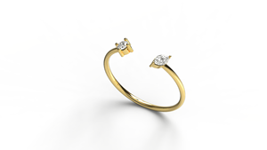 Anillo de Oro de 18K de Lujo con Diamantes, Diseño Abierto Toi Et Moi, Banda Dividida Redonda Marquise, Anillo Minimalista Apilable, Joyería Fina para Mujer - Product Image 2