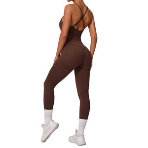 Combinaison de yoga légère pour femme Yujia, combinaison de sport à séchage rapide avec bretelles croisées réglables pour entraînement actif, douce et élastique - Product Image 5