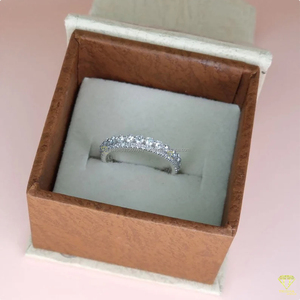 <b>Emerald</b> Cut Moissanite Diamond Vintage Prong Set Full Eternity Wedding Band <b>Ring</b> in 925 Sterling <b>Silver</b> Stackable Anniversary - Product Image 1