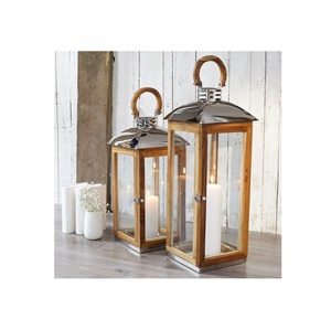 Portavelas Decorativo de Madera con Puerta de Vidrio y Asa de Cuerda, Centro de Mesa Rústico para Bodas - Product Image 6