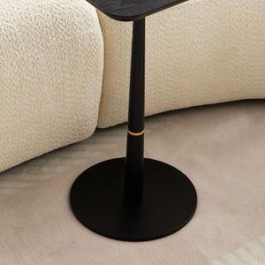 Black MDF Square Coffee <b>Table</b> with Metal Feet 15.74\"<b>D</b> X 23.77\"H for Living Space Lounge Area or Computer Desk - Product Image 6