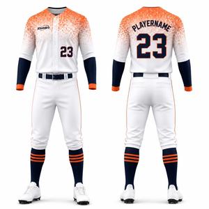 Custom White <b>Orange</b> Navy Baseball Uniform Set Personalized Team Jersey Pants <b>Socks</b> Sublimation Wholesale - Product Image 1
