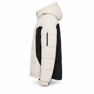 Premium Winter Puffer <b>Jacket</b> Modern Streetwear Contrast Panels Warm Filling Custom Logo Embroidery OEM Adjustable Drawcord Hem - Product Image 2