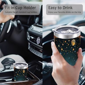 Stainless Steel Tumbler 20oz Vacuum Insulated Double Wall With Starry Night Art Design For <b>Coffee</b> Travel Use - Product Image 4