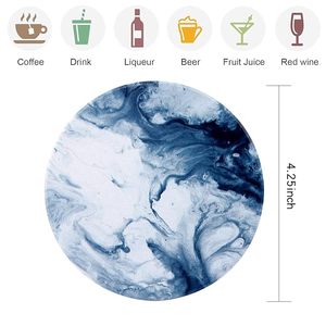 Handmade Blue Marble Pattern Round <b>Coaster</b> Set with Black Metal Holder Decorative <b>Drink</b> <b>Coasters</b> for Coffee Table Kitchen - Product Image 6
