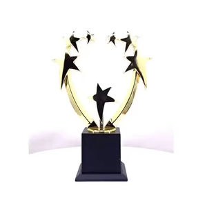 Base sólida para reconocimiento de ventas, trofeo de premio con diseño de arco multiesteras y acabado dorado, logro corporativo - Product Image 1