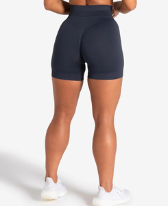 Women's High Waist Solid Knitted Biker Shorts Sporty Fit Breathable <b>Elastic</b> Waist Spandex Nylon Knitted Fabric Cheap Price - Product Image 3
