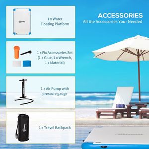 Piattaforma Gonfiabile Blu Oceano 10FT X 7FT per Piscina, Spiaggia e Oceano, Include Pompa d'Aria e Zaino - Struttura per Divertimento Acquatico - Product Image 6