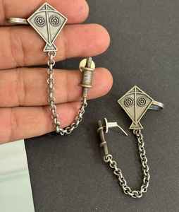 Pendientes de plata oxidada alemana étnica Rajasthani - Product Image 3