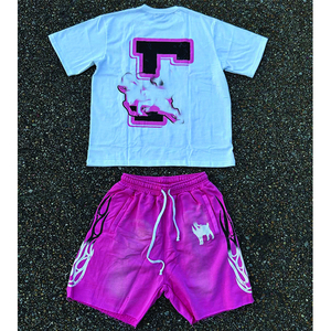 Ensemble décontracté homme respirant en coton molletonné 2 pièces (T-shirt à manches courtes et short) personnalisable OEM pour l'été – Conception numérique couleur personnalisée - Product Image 6