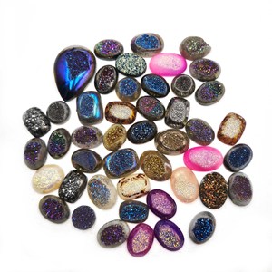 Lot de pierres précieuses en quartz druzy, formes variées, cabochons, 10-34 mm, pour la création de bijoux faits main - Product Image 1