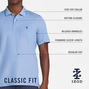 Camiseta Polo de Manga Corta a Rayas Izod Advantage Performance para Hombre - Product Image 5