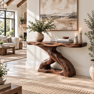 Table d'entrée en bois, style classique, console en bois massif naturel, produit au design créatif, meubles en bois, décoration intérieure - Product Image 1