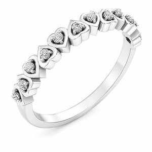 Anillo de media eternidad con forma de corazón de moissanita para mujer, plata 925, diamante redondo, joyería romántica para boda - Product Image 3