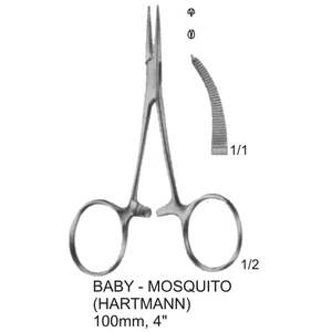 Pinzas de Hemostasia Mosquito Tooth de Warsaw Medical Basis, Instrumentos Quirúrgicos, Certificación CE, Tamaño 100mm/4 Pulgadas - Product Image 1