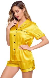 Ensemble de pyjama en satin de soie de luxe pour femmes RTS, taille élastique, manches courtes, uni, pour l'automne/l'hiver/l'été - Product Image 3