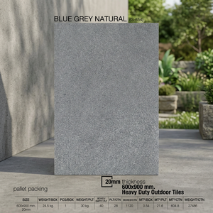 Baldosas de Porcelana Modernas para Exteriores, 600x600mm, 20mm, Antideslizantes R11, Color Azul Grisáceo, para Garaje, Balcón, Terraza - Product Image 3