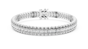 Bracelet tennis de luxe en diamants de laboratoire taillés, double fermoir, or rose massif 18 carats plaqué rhodium, idéal pour offrir, pour les fêtes, au quotidien ou au bureau - Product Image 5