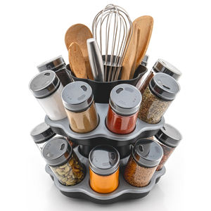 Estante Giratorio de Doble Nivel para Especias de Cocina, de Plástico PP, Portátil y Duradero, con Capacidad para 360 Grados de Rotación - Product Image 1