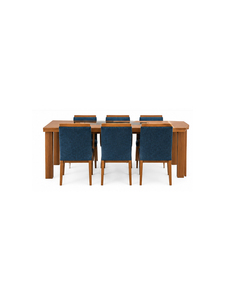 Silla de Comedor Moderna de Tela Azul con Patas de Madera Sólida y Resistentes, Diseño Escandinavo, Mueble para el Hogar Estable - Product Image 3