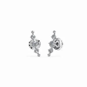 Pendientes de Diamantes Redondos de 18K con Diseño Nuevo Twilight Brilliance, Joyería de Diamantes Finos de Corte Redondo para Exportación al por Mayor - Product Image 1